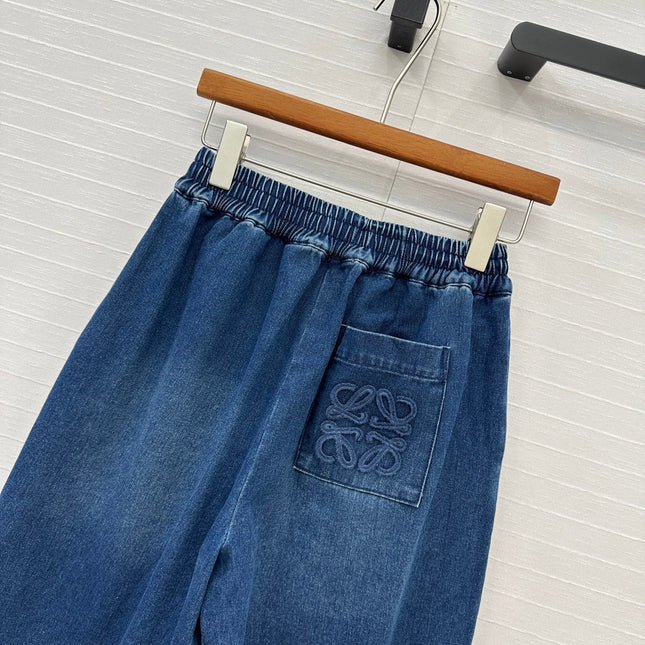 Loewe Wide-leg Pants Blue Cotton