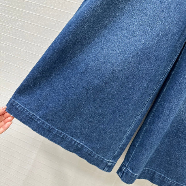 Loewe Wide-leg Pants Blue Cotton