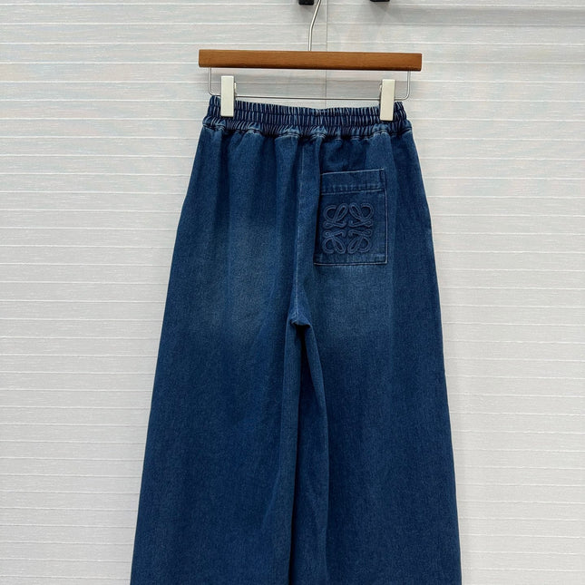 Loewe Wide-leg Pants Blue Cotton