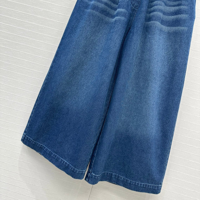 Loewe Wide-leg Pants Blue Cotton