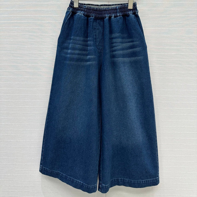 Loewe Wide-leg Pants Blue Cotton