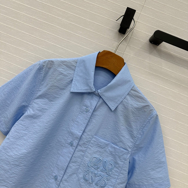 Loewe Short-sleeved Shirt Blue Cotton