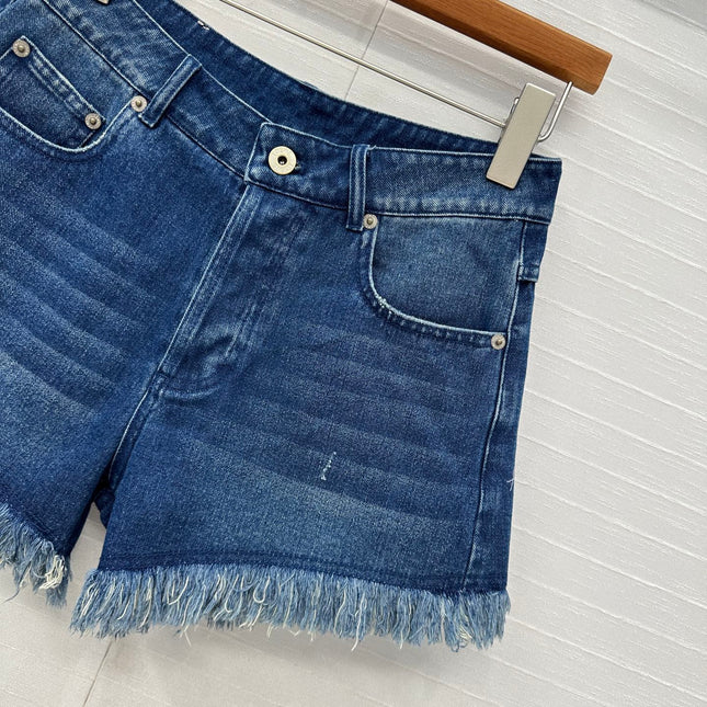 Loewe Raw-edge Denim Shorts Blue Cotton