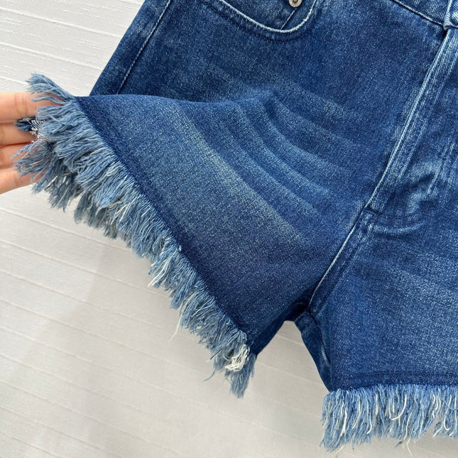 Loewe Raw-edge Denim Shorts Blue Cotton