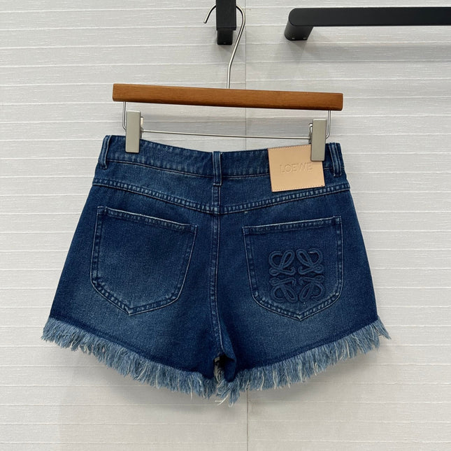 Loewe Raw-edge Denim Shorts Blue Cotton