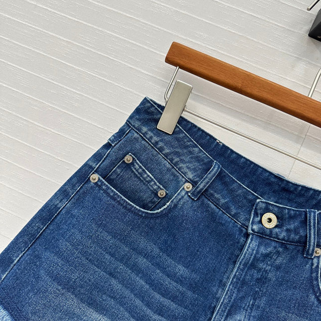 Loewe Raw-edge Denim Shorts Blue Cotton