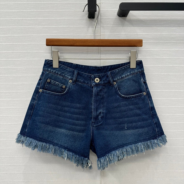 Loewe Raw-edge Denim Shorts Blue Cotton