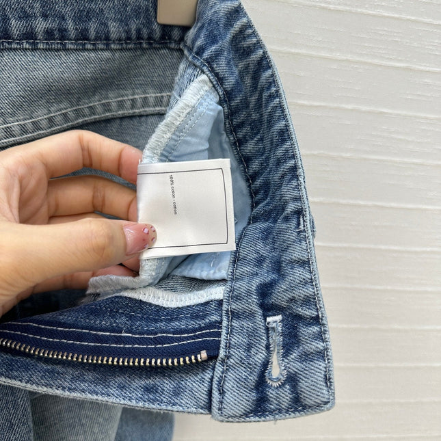 CC 25 Embroidered Short Blue Denim Cotton