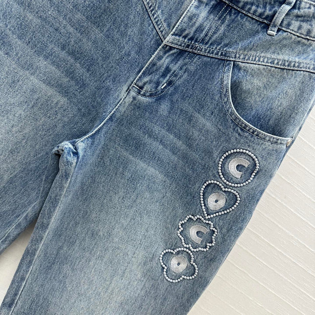 CC 25 Embroidered Pant Blue Denim Cotton