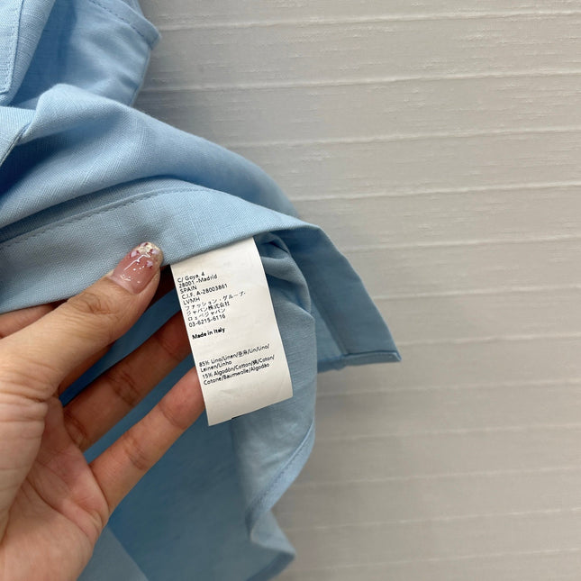 Loewe 25 Lace-up Waist Sleeveless Shirt Blue Linen