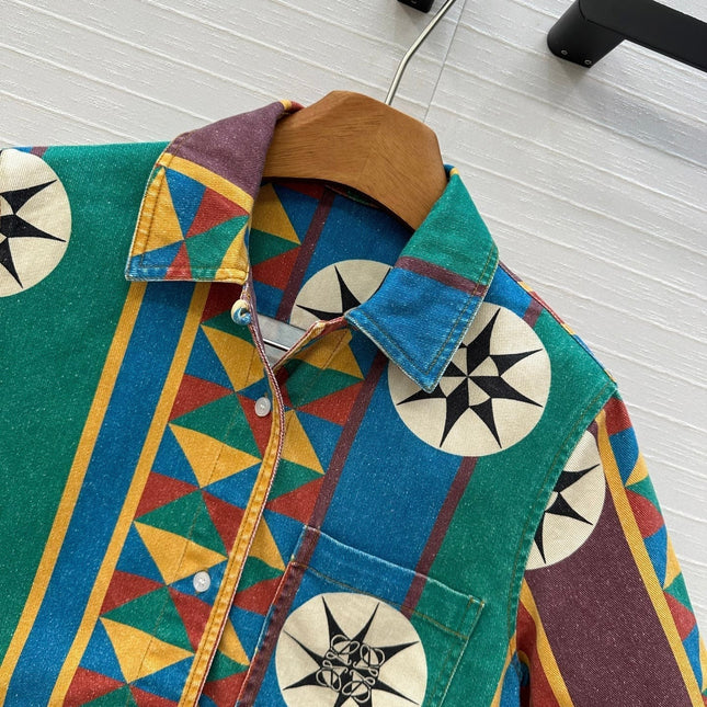 Loewe Short-sleeved Denim Shirt Multicolor Cotton