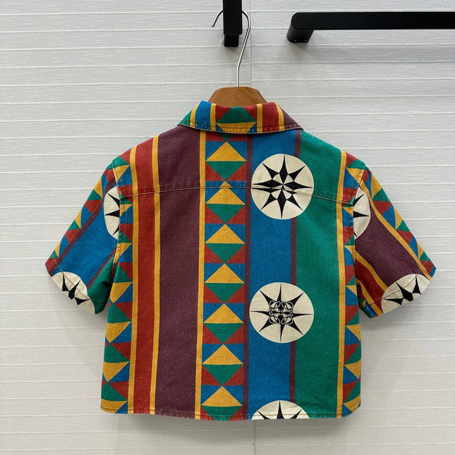 LOEWE SHORT-SLEEVE PRINTED DENIM SHIRT 264373