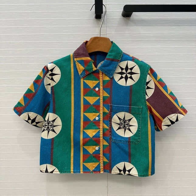 Loewe Short-sleeved Denim Shirt Multicolor Cotton