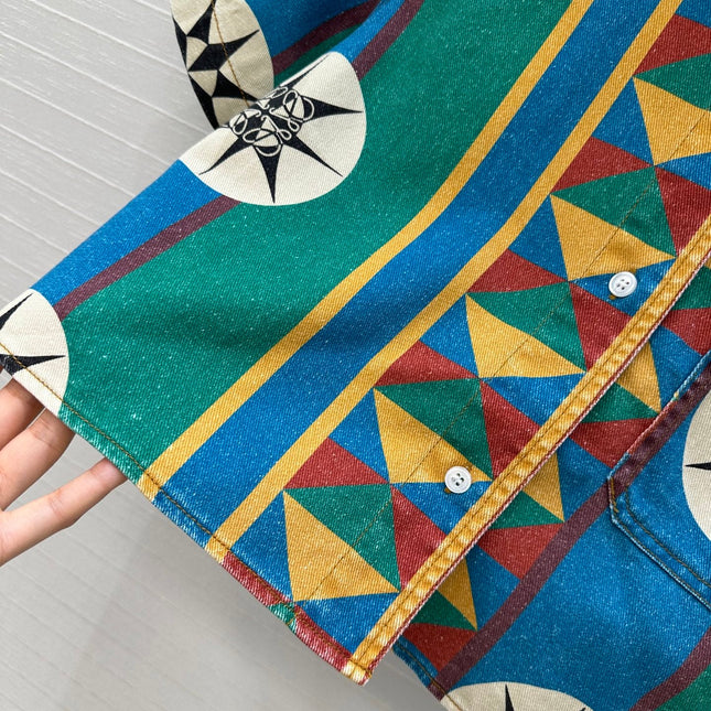 LOEWE SHORT-SLEEVE PRINTED DENIM SHIRT 264373