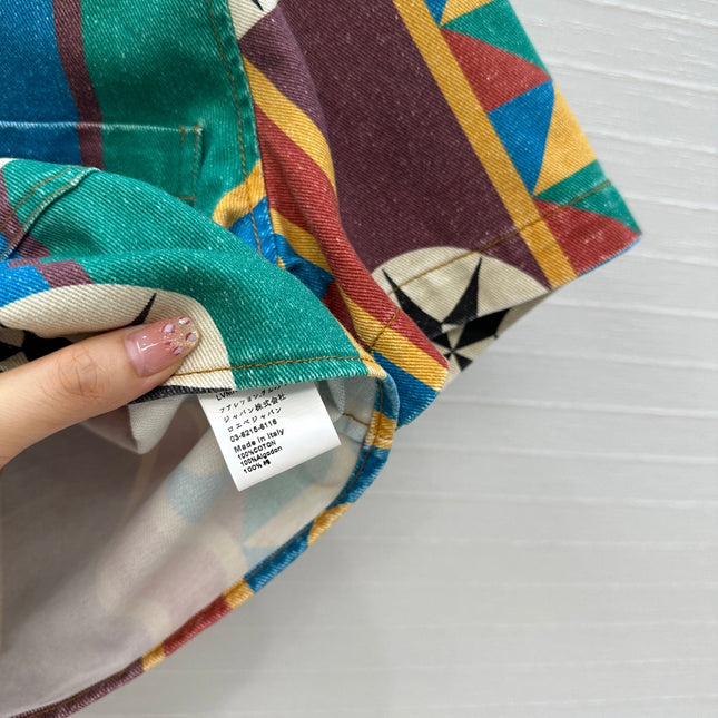 LOEWE SHORT-SLEEVE PRINTED DENIM SHIRT 264373