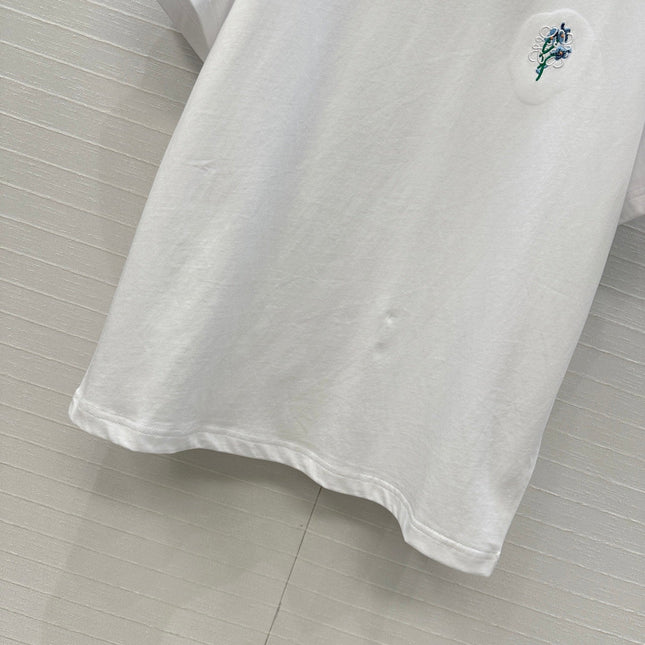 LOEWE WHITE EMBROIDERED LOGO T-SHIRT
