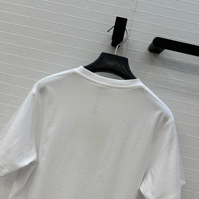 LOEWE WHITE EMBROIDERED LOGO T-SHIRT