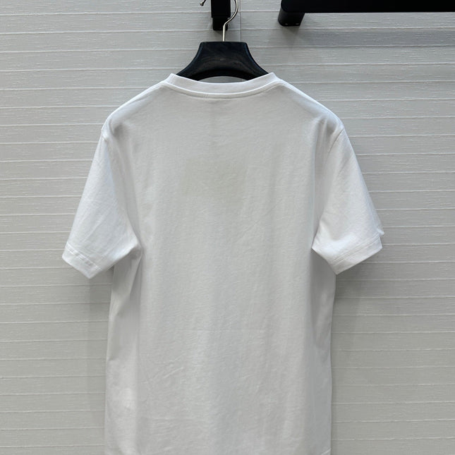 LOEWE WHITE EMBROIDERED LOGO T-SHIRT