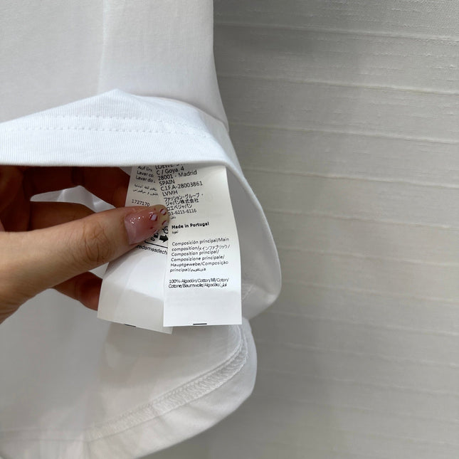 LOEWE WHITE EMBROIDERED LOGO T-SHIRT