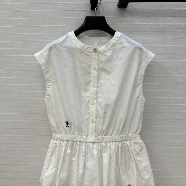 DIOR WHITE SLEEVELESS TOP WITH RUCHED WAIST