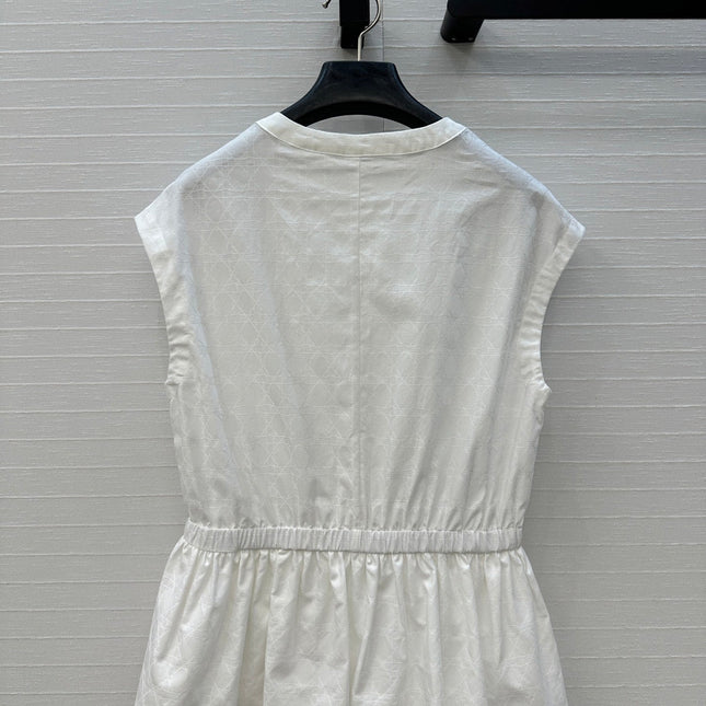 DIOR WHITE SLEEVELESS TOP WITH RUCHED WAIST