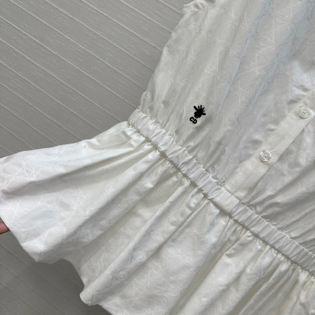 DIOR WHITE SLEEVELESS TOP WITH RUCHED WAIST