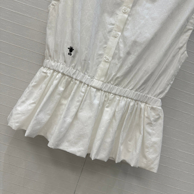 DIOR WHITE SLEEVELESS TOP WITH RUCHED WAIST