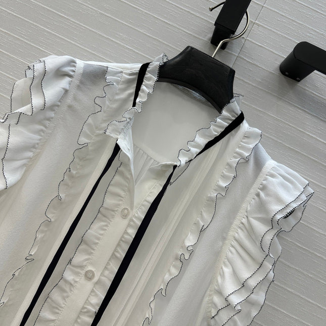 DIOR WHITE RUFFLED SHIRT 264378