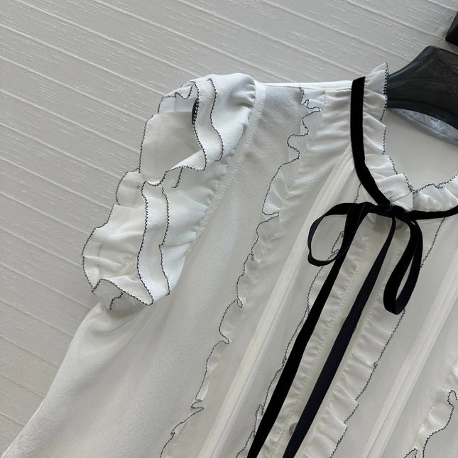 DIOR WHITE RUFFLED SHIRT 264378