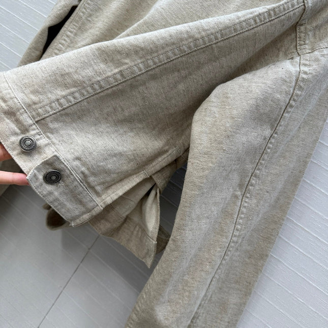 DIOR LIGHT BEIGE SHORT TRENCH COAT WITH NATURAL WAIST TIE