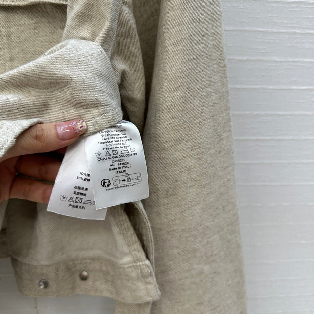 DIOR LIGHT BEIGE SHORT TRENCH COAT WITH NATURAL WAIST TIE