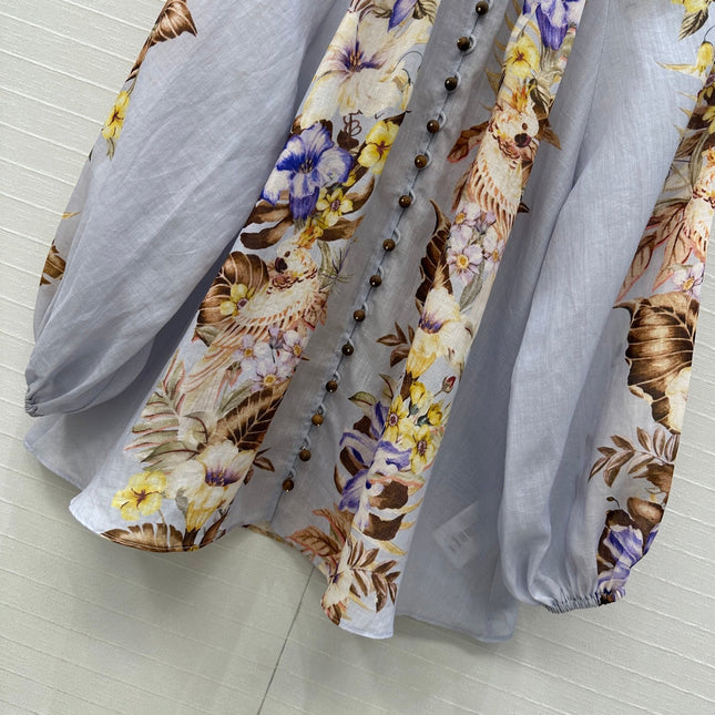 ZIMMER MULTICOLORED FLORAL SHIRT ON LAVENDER GREY BASE