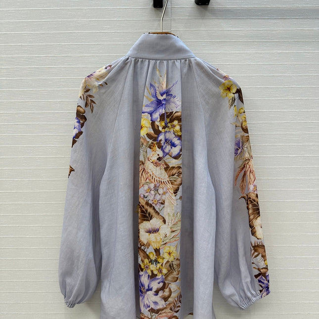 ZIMMER MULTICOLORED FLORAL SHIRT ON LAVENDER GREY BASE
