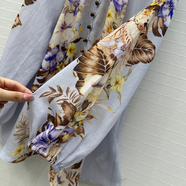 ZIMMER MULTICOLORED FLORAL SHIRT ON LAVENDER GREY BASE