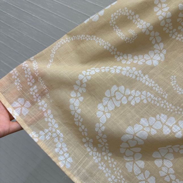 CC 25 Wave Pattern Long Skirt Yellow Silk Cotton