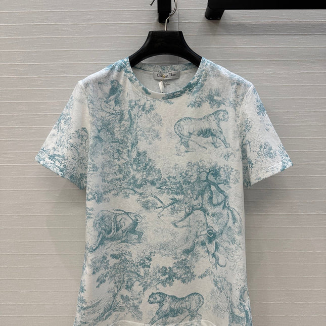 DIOR GRAPHIC PRINT T-SHIRT IN WHITE AND GREEN