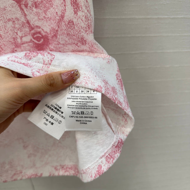 DIOR GRAPHIC PRINT T-SHIRT IN WHITE AND PINK