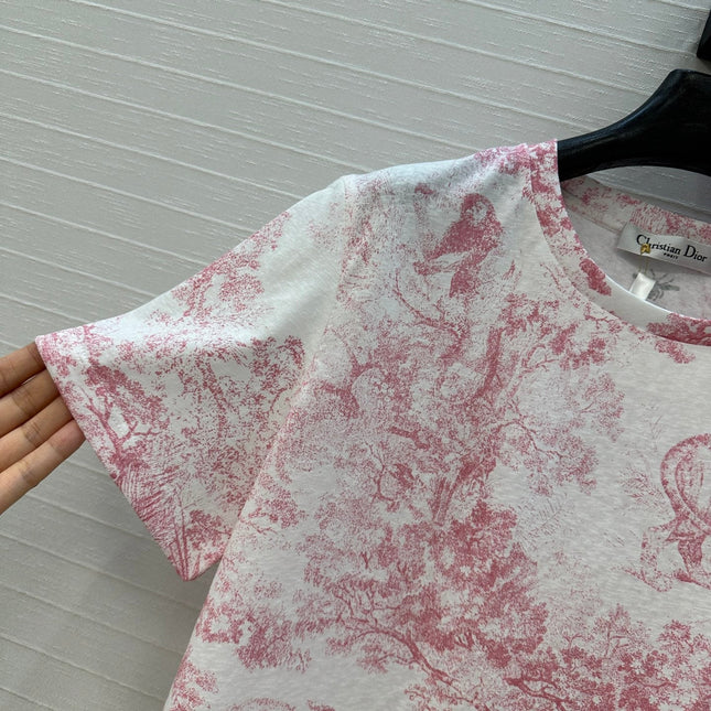 DIOR GRAPHIC PRINT T-SHIRT IN WHITE AND PINK