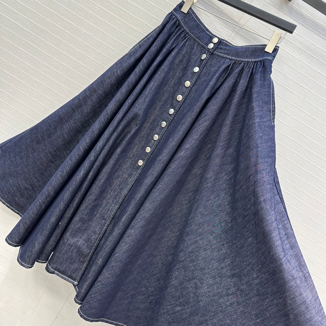 DIOR LONG BLUE DENIM SKIRT 268159