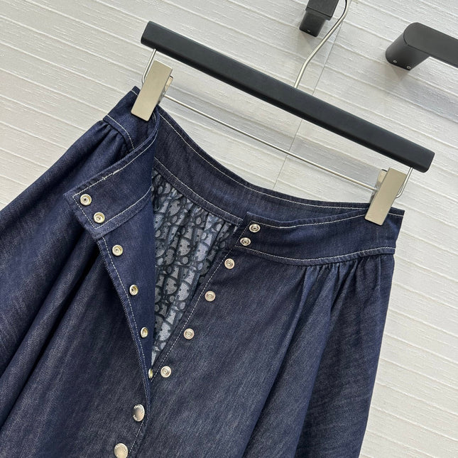 DIOR LONG BLUE DENIM SKIRT 268159
