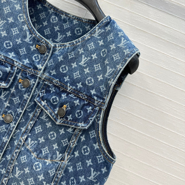 LOUIS VUITTON JACQUARD PATTERN DENIM VEST 276119