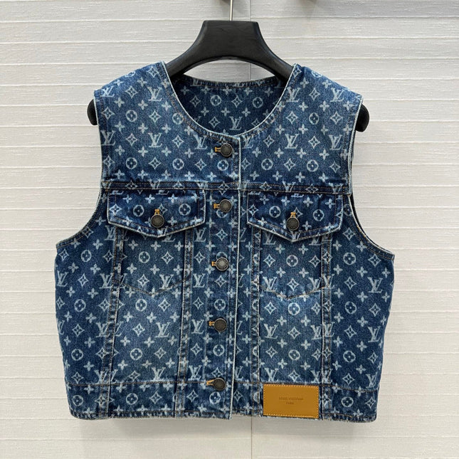 LOUIS VUITTON JACQUARD PATTERN DENIM VEST 276119