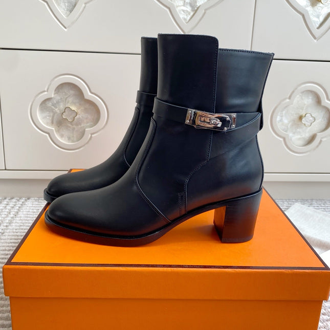 HM 25S FRENCHIE 50 ANKLE BOOT 50 MM IN BLACK LAMBSKIN WITH SILVER HARDWARE