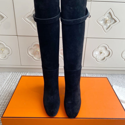 HM 25S TALL BOOTS 90 MM IN BLACK SUEDE
