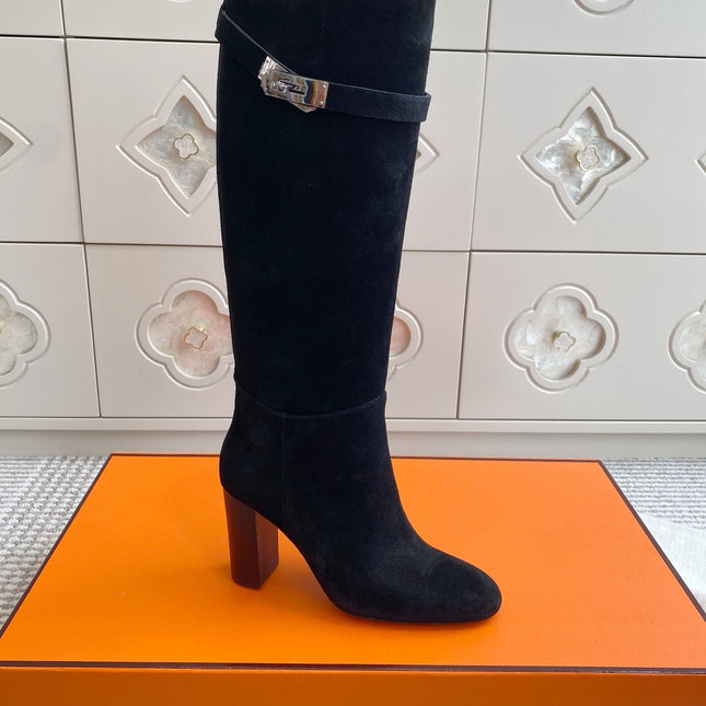 HM 25S TALL BOOTS 90 MM IN BLACK SUEDE