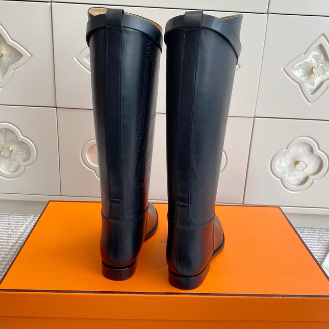 HM 25S JUMPING BOOTS IN BLACK LAMBSKIN WITH SILVER HARDWARE