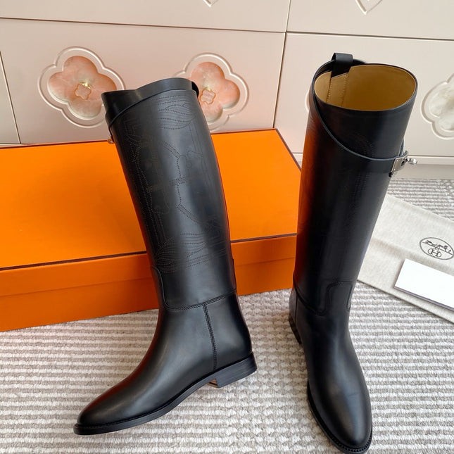 HM 25S JUMPING BOOTS IN BLACK LAMBSKIN WITH SILVER HARDWARE