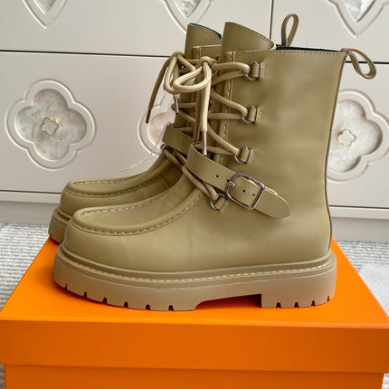 HM 25S ANKLE BOOTS IN WARM BEIGE GOLD LAMBSKIN