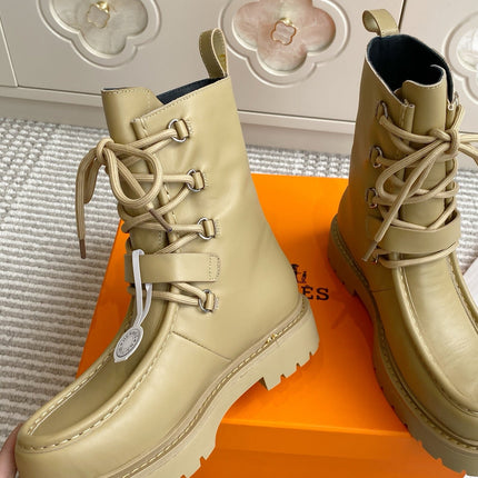 HM 25S ANKLE BOOTS IN WARM BEIGE GOLD LAMBSKIN