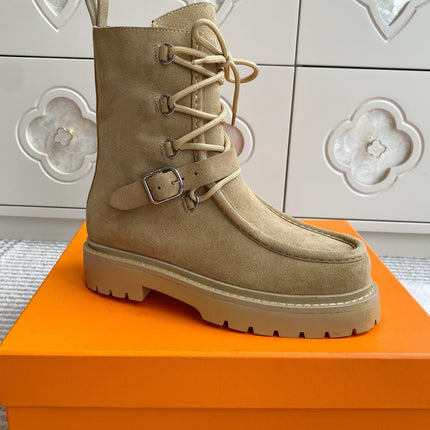 HM 25S ANKLE BOOTS IN WARM BEIGE GOLD SUEDE